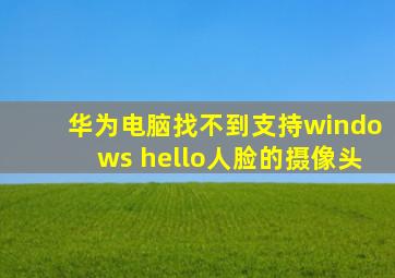 华为电脑找不到支持windows hello人脸的摄像头